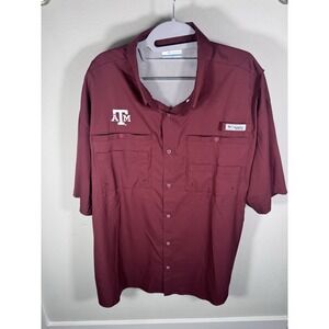 Columbia Size XXL TAMU PFG Tamiami Short-Sleeve Shirt Men's Maroon Texas A&M